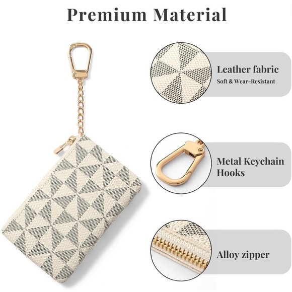 White Pattern Print Keychain Pouch - Picture 2 of 6